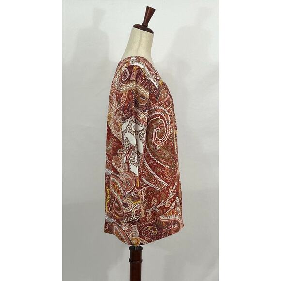 CITRON SANTA MONICA Sz M Medium Cupra Pullover Top Red Orange Print NWT - Picture 7 of 9